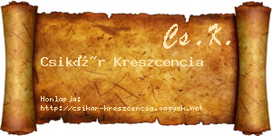 Csikár Kreszcencia névjegykártya